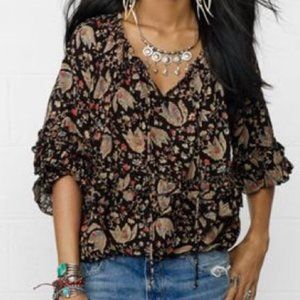 RL Denim & Supply Boho Ruffle Floral Peasant Top